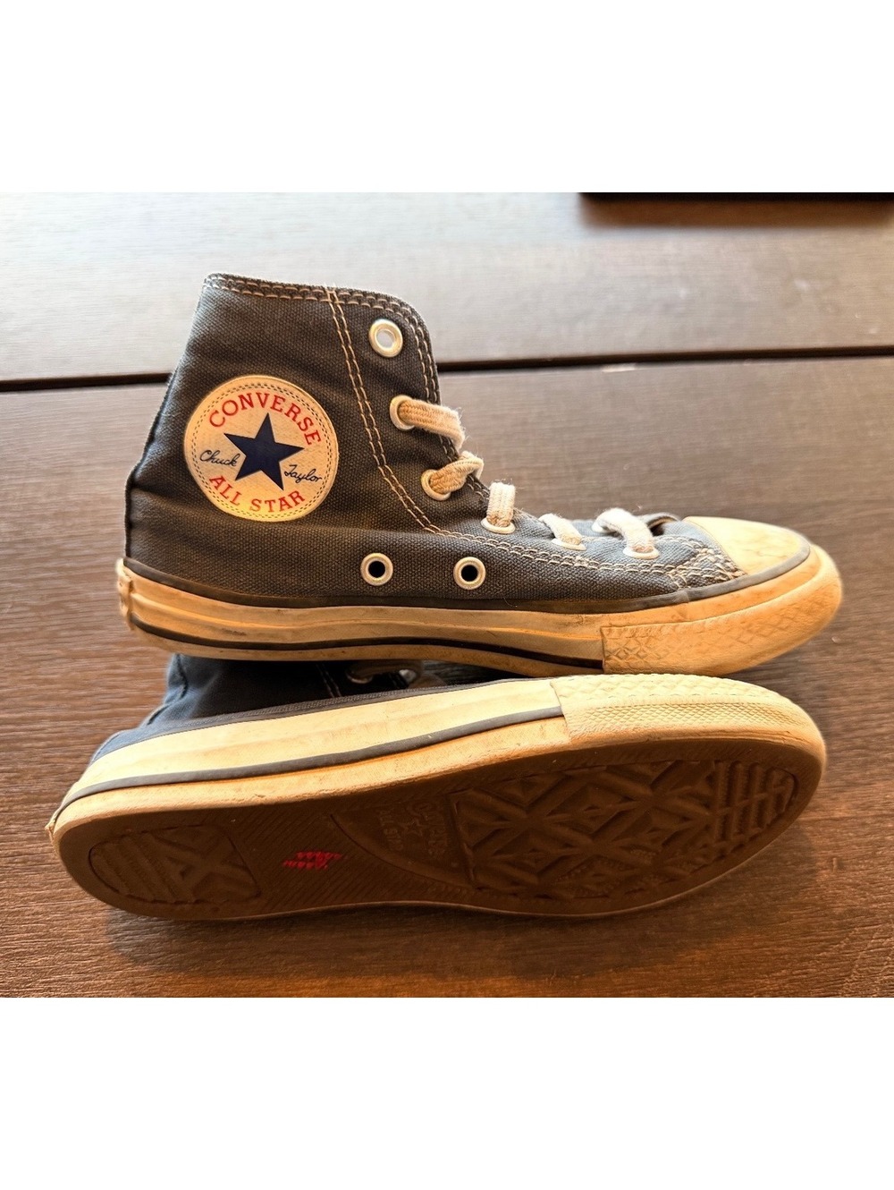 Converse All Star Chuck Taylor High Top Sneakers – Kids Size 12, Black/Gray